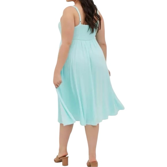 Torrid Women’s Midi Textured Woven Button-Front Sleeveless Dress  Sz 0(L/12)‎ - Picture 2 of 7